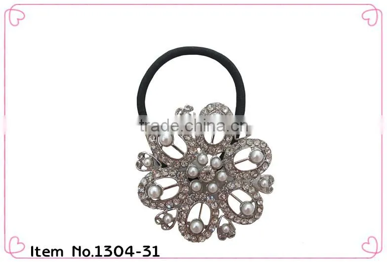 girls elastic hairband elastic hair band with pearls