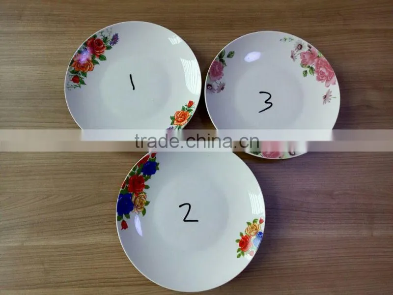 10.5inch ceramic moon shaped plate with flower design for Cameroon