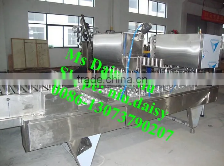 automatic milk cup filling machine/jelly cup sealing machine/plastic cup filling and sealing machine