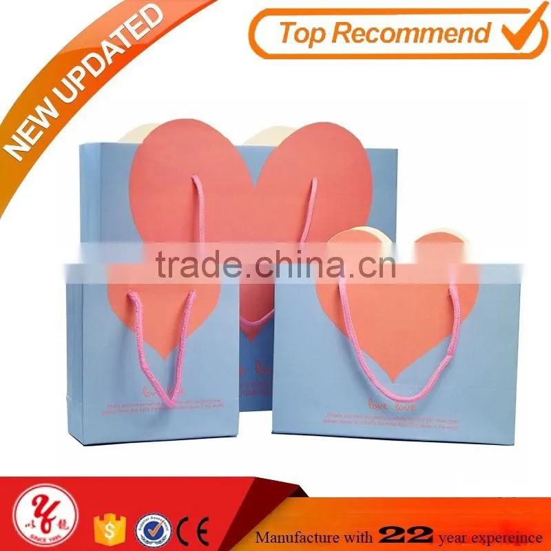 Biodegradable promation red custom made paper bags packaging bags with cotton handle