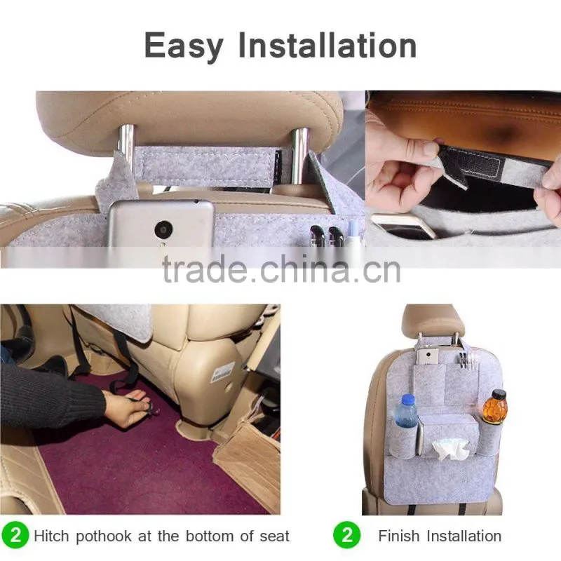 2017 Wholesale Recyclable Eco Friendly Car Accessories Felt Seat Back Storage Bag