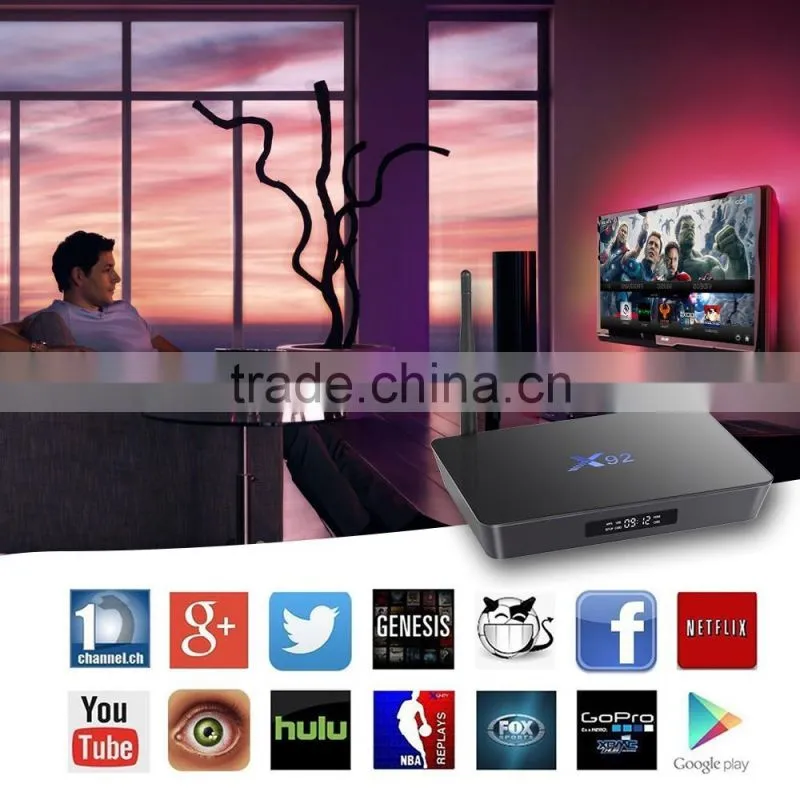Latest Amlogic S912 64bit Octa-core 2G 16G X92 S912 android 6.0 marshmallow tv box