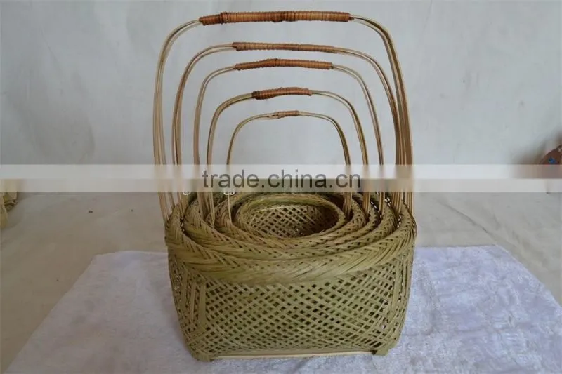 Wholesale Cheap Bamboo Basket With Handle Woven Basket