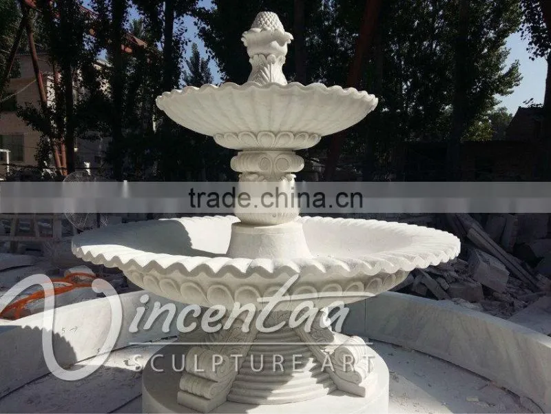 Antique Style Garden Decor Large Size White Marble 3 Tiers Water Fountain for Hot Sale
