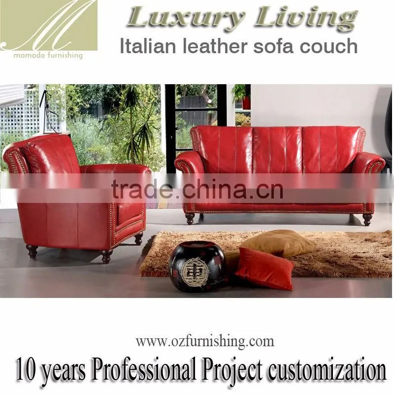 luxury neo classic burgundy genuine cow leather antique American style salon sectional chesterfield sofa set retro furniture