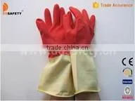 Double Color Diamond Grip Roll Beaded Cuff Latex Household Gloves