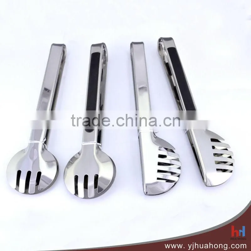 Mirror Full Stainless Steel BBQ Serving food Tongs (HFT-SS01E)