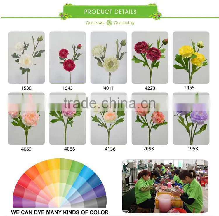 hot sell small single stem artificial ranunculus hotel home arrangement