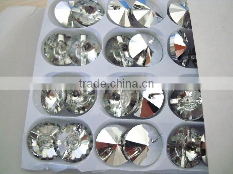 Crystal glass garment button rivoli bicone bead