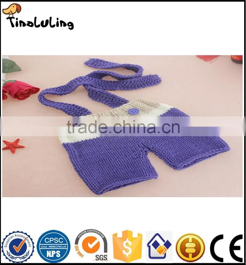 Tinaluling Baby Newborn Photography Props Crochet Baby Beanie Hat with Suspender Pant Knitted Costume Outfit