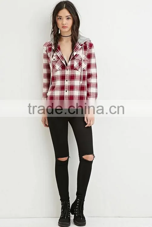 Wholesale Plaid Flannel Shirt ladies Shirt with hat Custom scotland Flannel Shirt