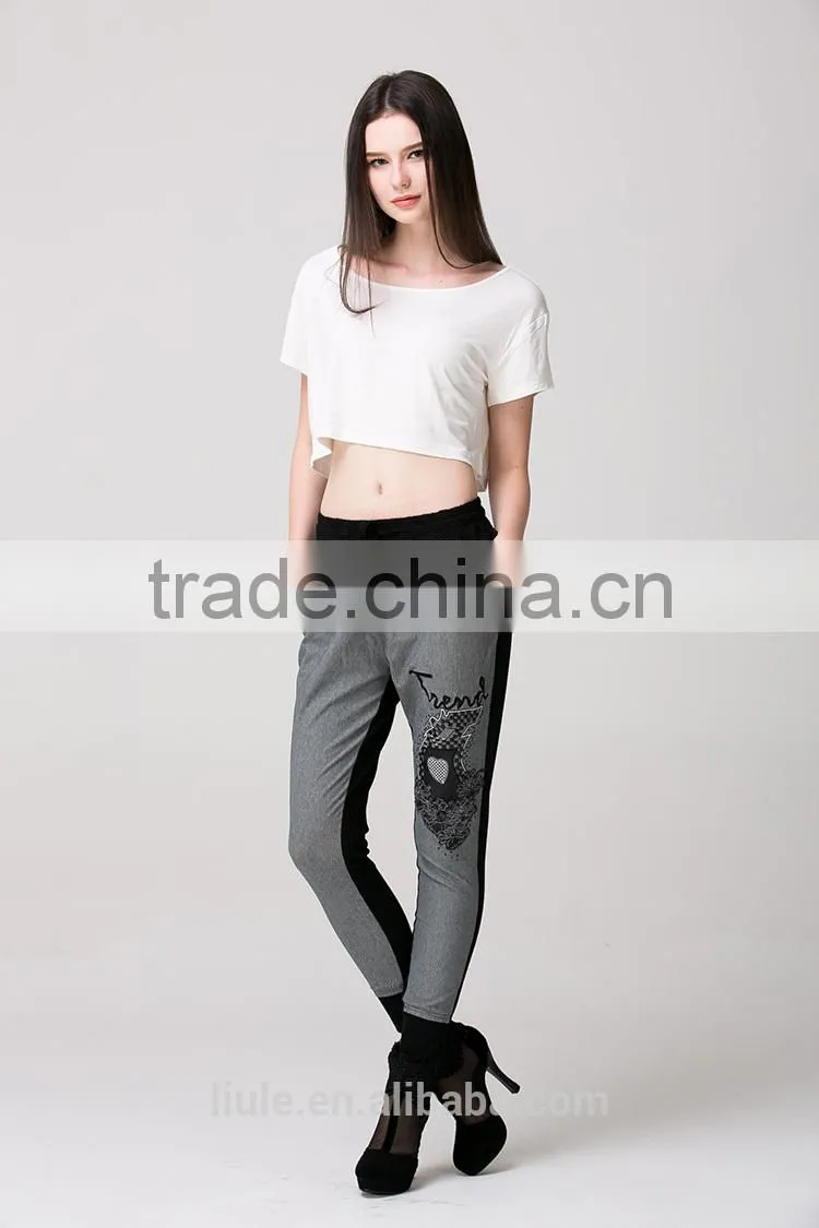 hot selling elastic waist tight korean fashion pants