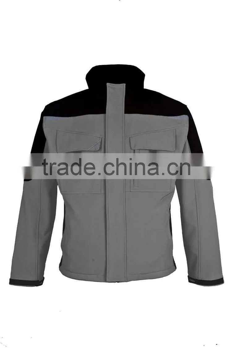 Mens contrast color new cargo heavy duty softshell work coat