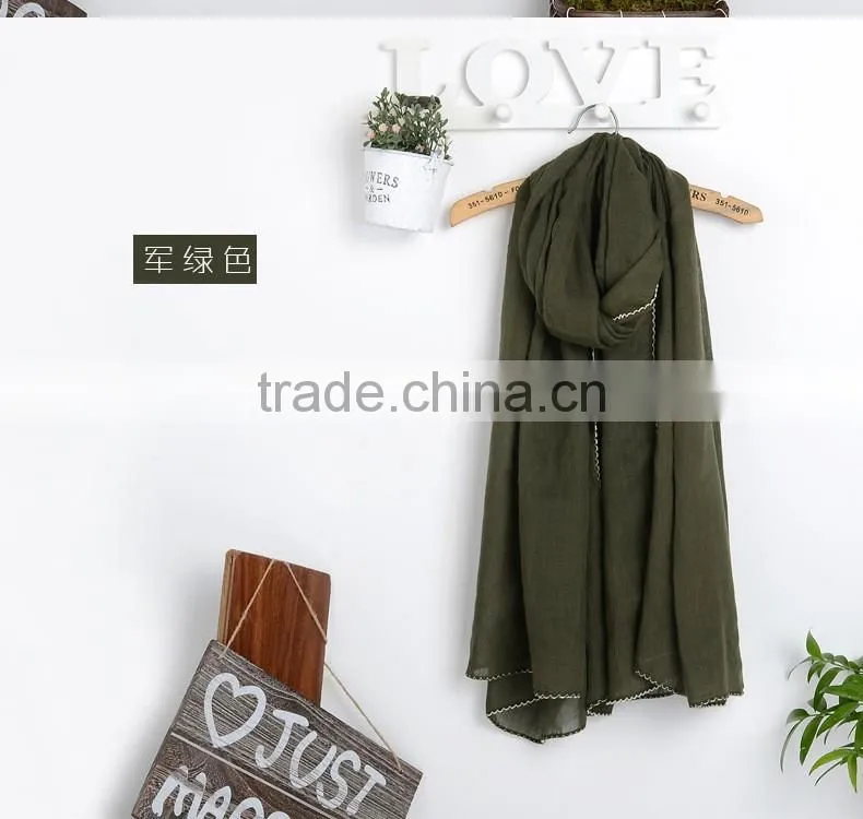 New fashion custom viscose lace trimming hijab scarf