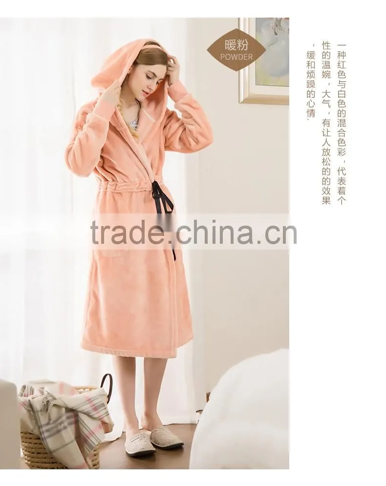 Logo Printed Qianxiu 100 polyester Warm Ladies Night Robe