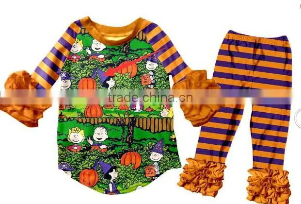 Newest Toddler ruffle pants Children Boutique Halloween Clothing Sets Kids Outfits Fall Baby Girl Clothes
