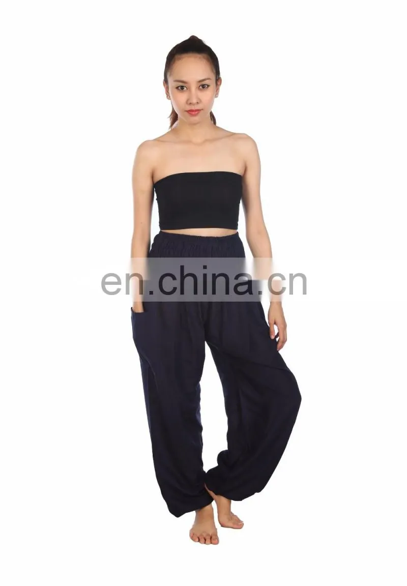 Lofbaz Women's Hippe Solid Drawstring Harem bohemian trousers Rayon Pants