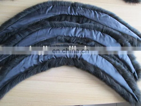 Dyed Black Leather Jacket Fox Fur Collar