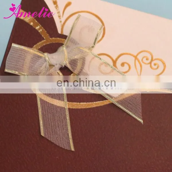 AT016 White And Brown Blue Cheap Wedding Invitations