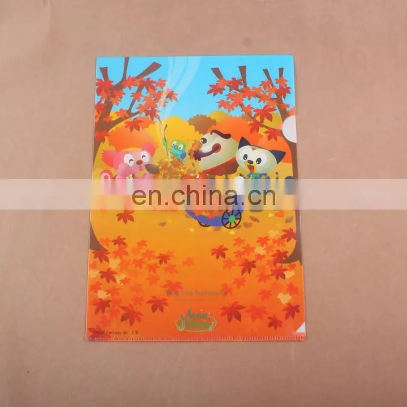 Creative design Plastic A4 L shape 3D lenticular file folder for student