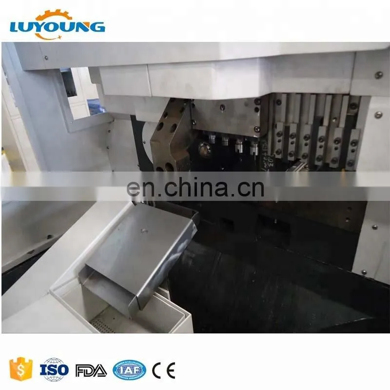 SM203 High speed precision small 2 spindle swiss type CNC lathe machine