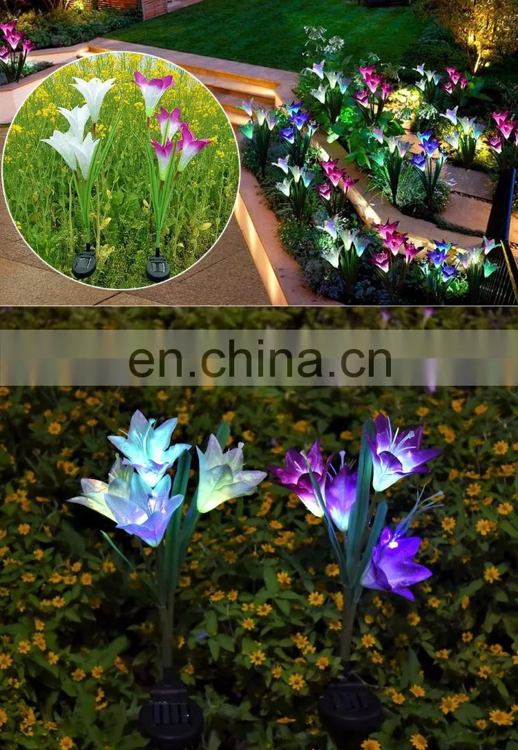 Solar Lights Outdoor - New Upgraded Solar Garden Lights, Multi-Color Changing Lily Solar Flower Lights for Patio,Yard Decoration