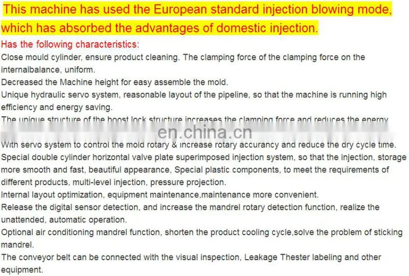 Hot sale !! HDPE/ LDPE/ PP / PET plastic bottle injection stretch blow moulding machine with CE certificate