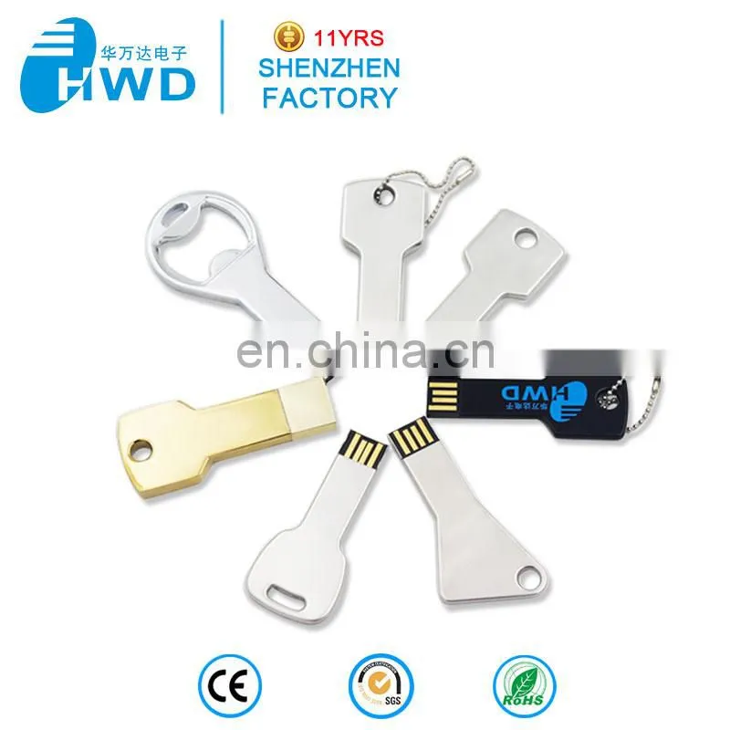Low Price Custom Promotion Metal USB Stick USB 2.0 Popular Pen Drive Key Shaped USB Flash Drive
