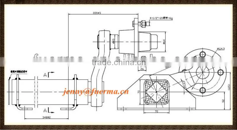 Torsion Half Trailer Axle 4 holes Without Brake