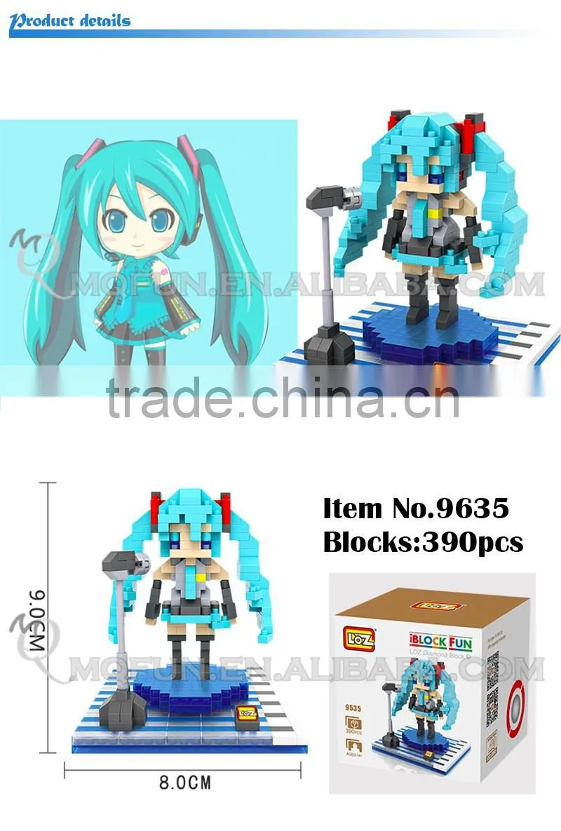Mini Qute Kawaii loz 2 styles Anime Hatsune Sakura Miku cartoon diamond block plastic cube building block educational toy