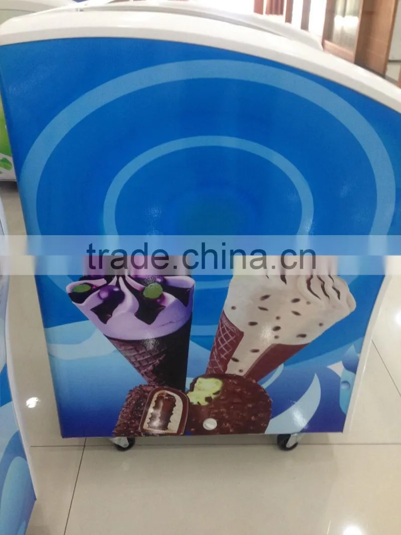 catering equipments display freezer for supermarkets curved glass door display freezer