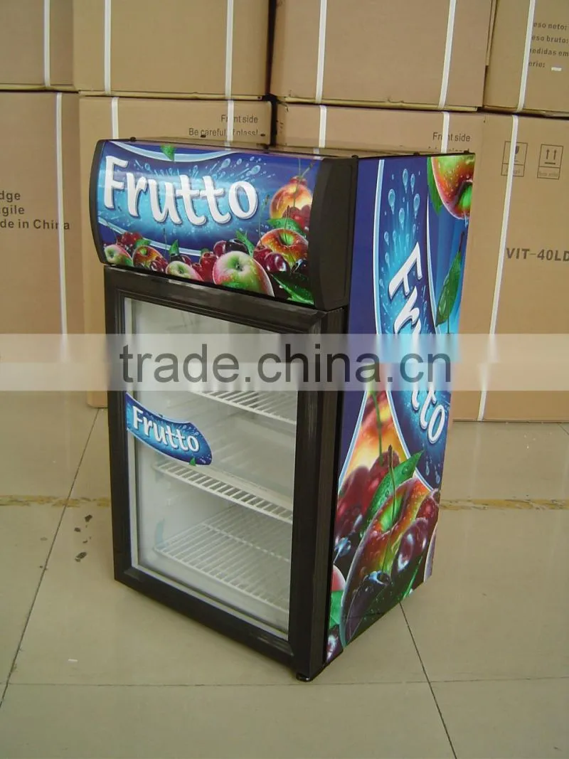 countertop refrigerator glass door fridge beverage display cooler