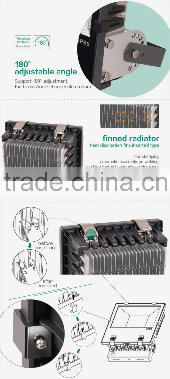 die cast aluminum led flood light housing led flood light 100w in Shenzhen manufacturer