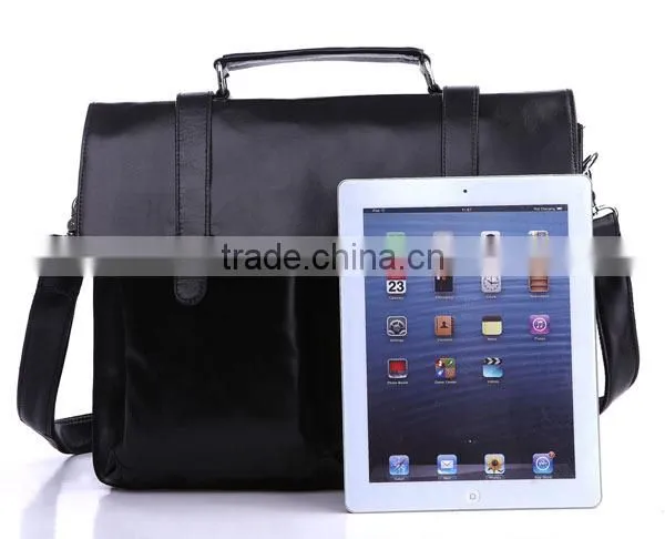 2015 fashion men high end genuine leather laptop bag
