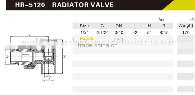 taizhou supplier HR5120 brass drain angle chrome radiation valve w