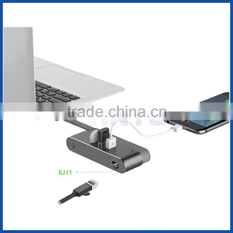 USB 3.0 to 3 ports USB 3.0 hub with RJ45 10/100/1000Mbps Gigabit lan adapter