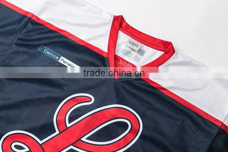 polyester cotton fluorescent nice contrast color sublimation t shirt hockey