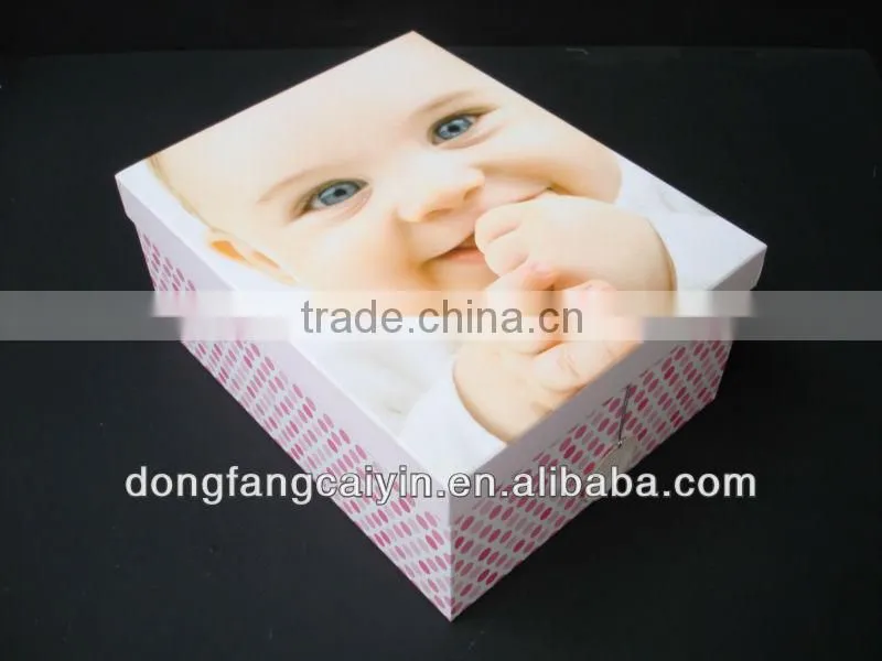 baby face pink hard cardboard A4 paper storage gift box