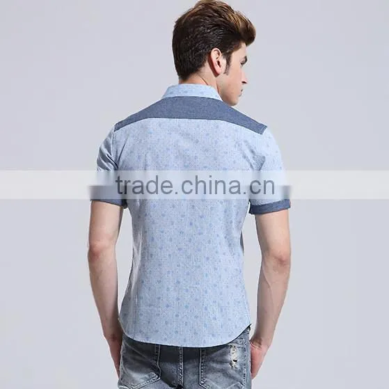 Fashion design special button blue work man shirt