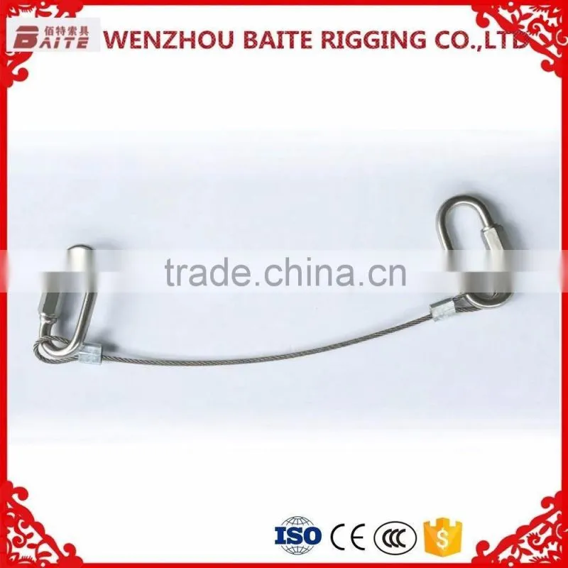 2mm Stainless steel wire rope with snap hook , stainless steel wire rope with quick link in rigging hardware manufacturer