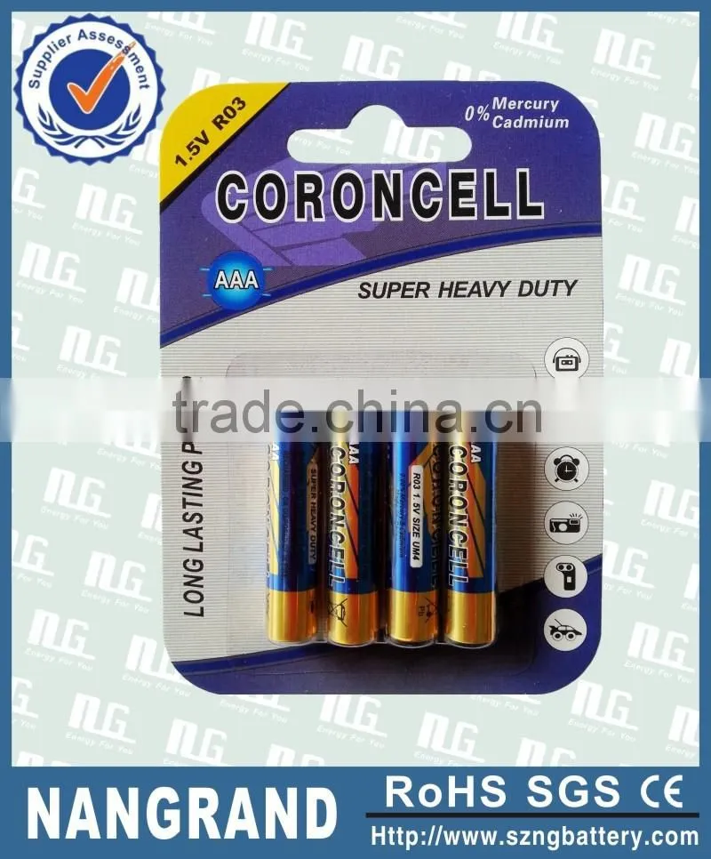 Cheap 1.5v r03p aaa um4 dry battery for mp3