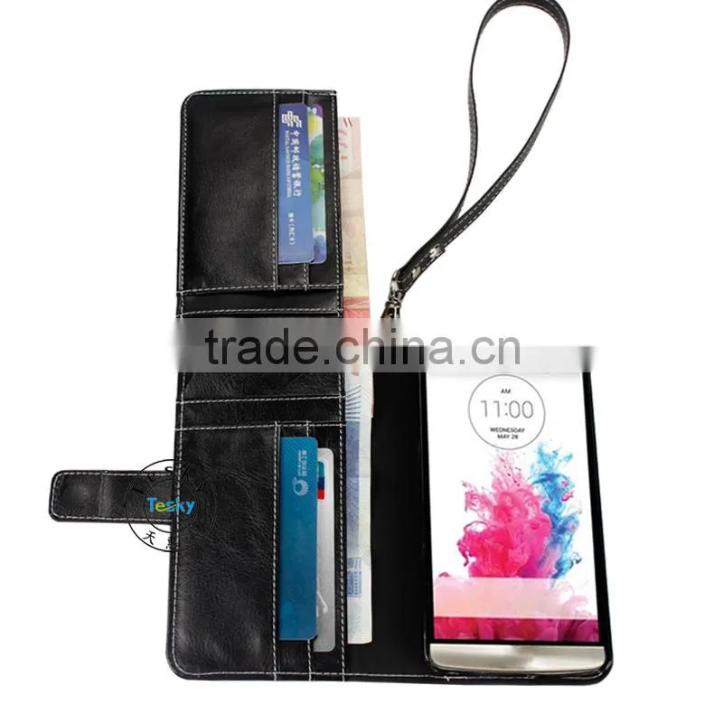 Hot selling wallet leather case with hand scrap for LG G3