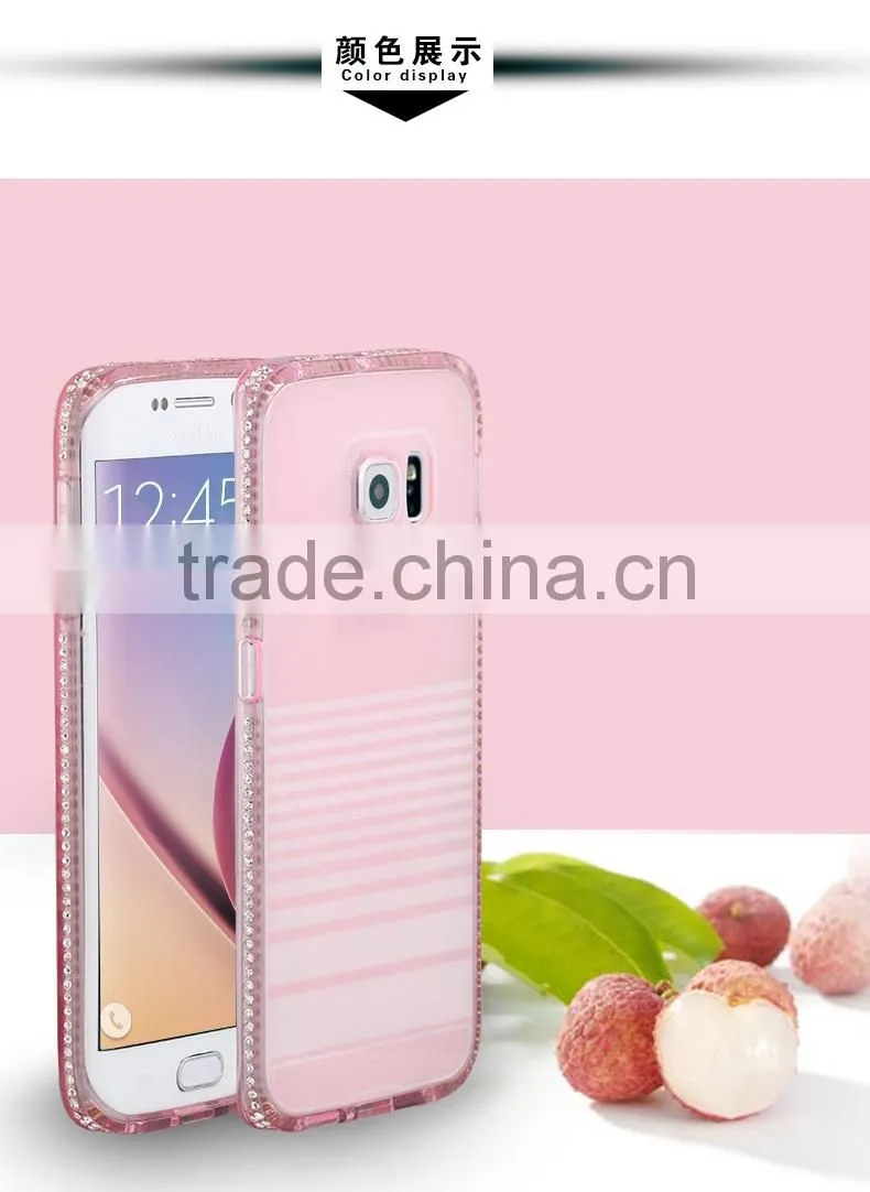 Colorful TPU Case for Samsung Galaxy S6 Edge with Diamond
