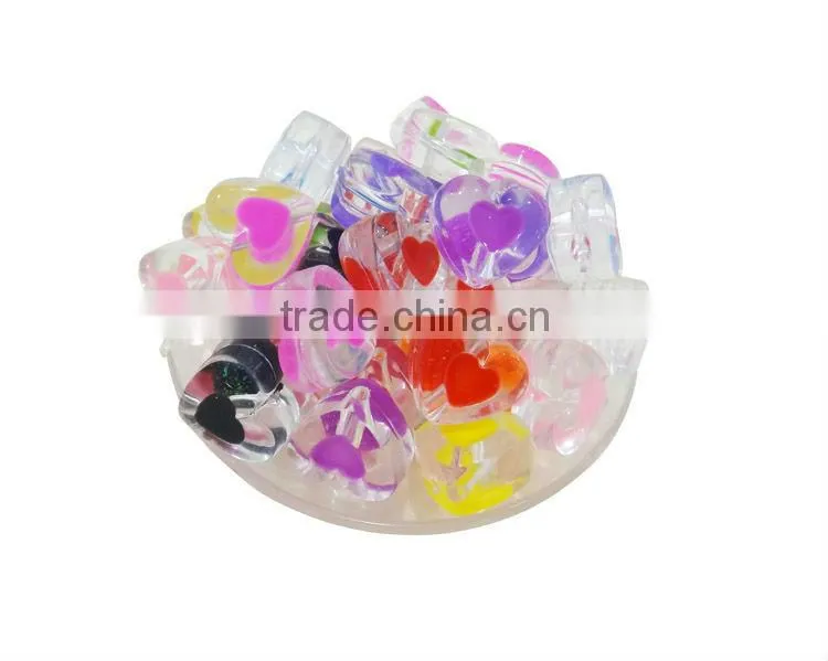 2014 new design cheap crystal acrylic lucite heart beads