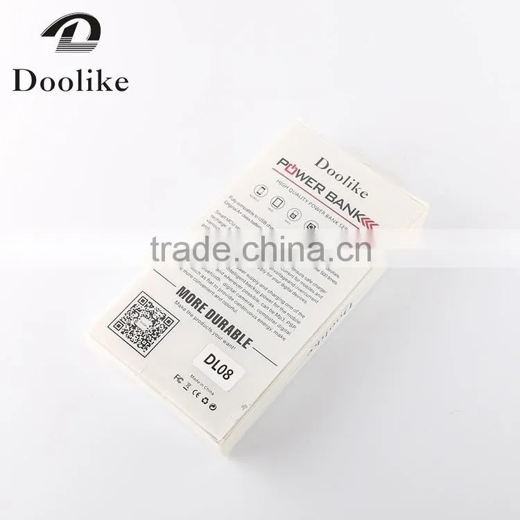 2016 Doolike Newest OEM/ODM Portable Mobile Power Bank For Phone 4000mA/6000mA/8000mA