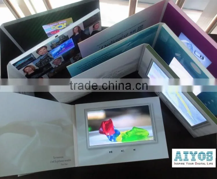 5 inch LCD advertising video card booklet tft screen video greeting card