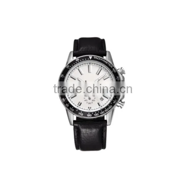 Chronograph SS genuine leather sport men watch