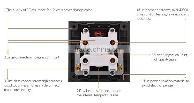 V0 fireproof PA with CE 45A air condition wall switch