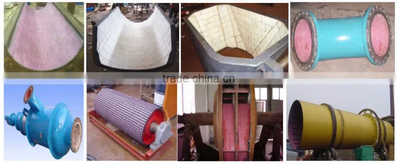 Mining processing hopper bins chute alumina ceramic rubber liner