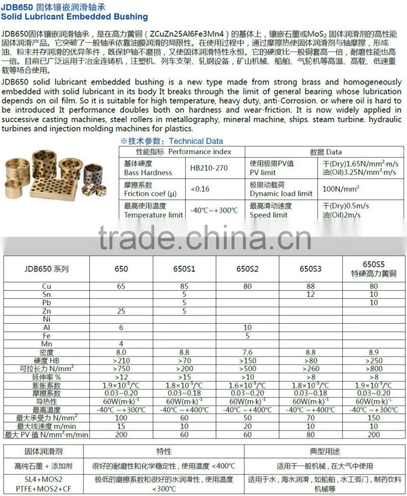35 * 45 * 50 mm steel and bronze graphite embeded oilless bushing bearing used in injection motion machines